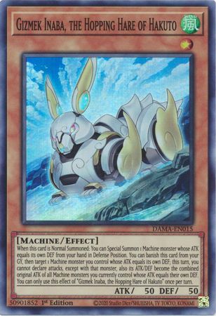 Gizmek Inaba, the Hopping Hare of Hakuto DAMA-EN015 Super Rare Yu-Gi-Oh Card (Dawn of Majesty)