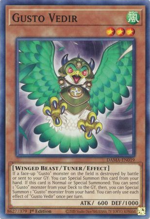 Gusto Vedir DAMA-EN019 Common Yu-Gi-Oh Card (Dawn of Majesty)