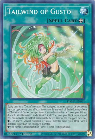 Tailwind of Gusto DAMA-EN061 Common Yu-Gi-Oh Card (Dawn of Majesty)