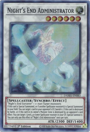 Night's End Administrator DAMA-EN083 Super Rare Yu-Gi-Oh Card (Dawn of Majesty)