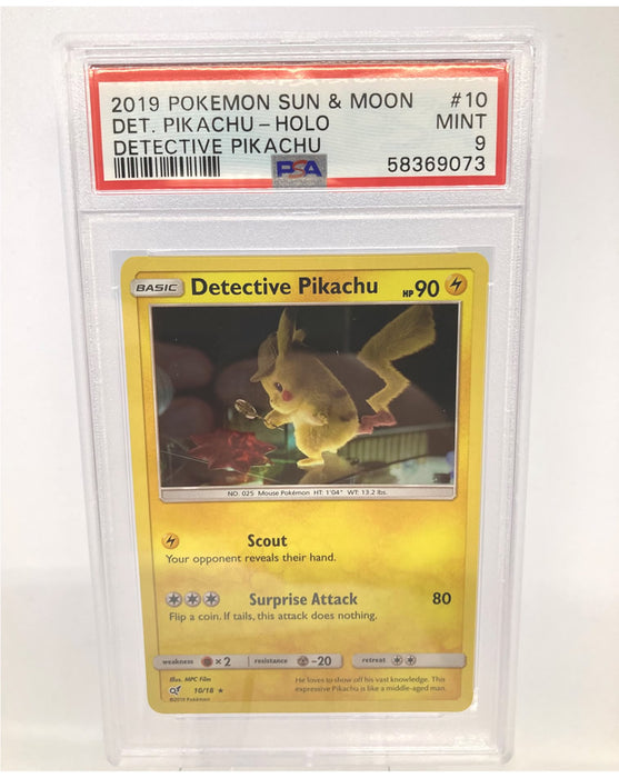 Detective Pikachu 10/18 PSA 9 Mint Graded Pokemon Card