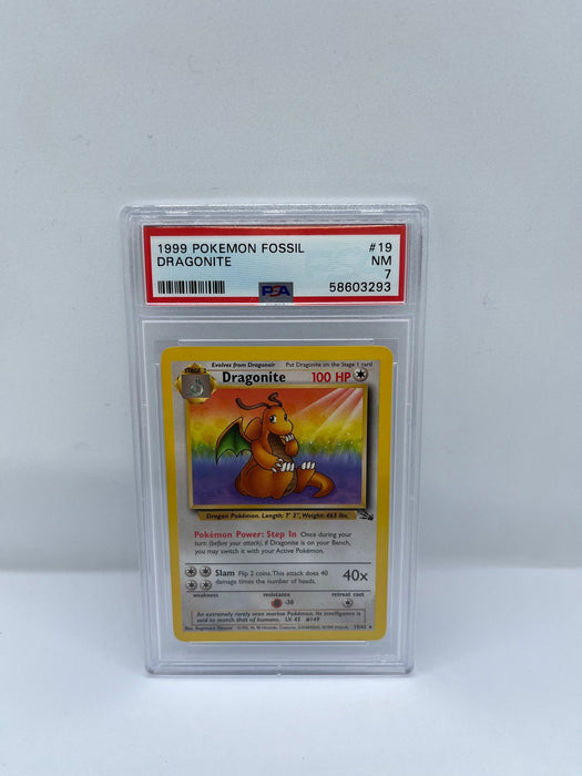 Dragonite 19/62 PSA 7 Graded Rare Pokemon Card (1999 Pokemon Fossil)