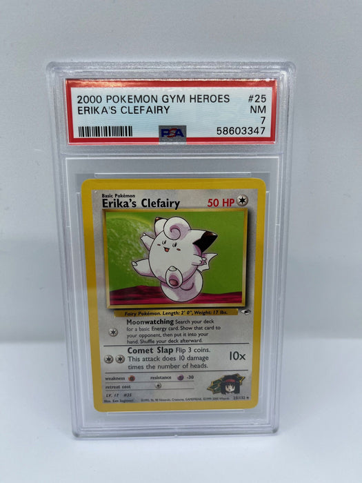 Erika's Clefairy 25/132 PSA 7 Graded Rare Pokemon Card (2000 Pokemon Gym Heroes)