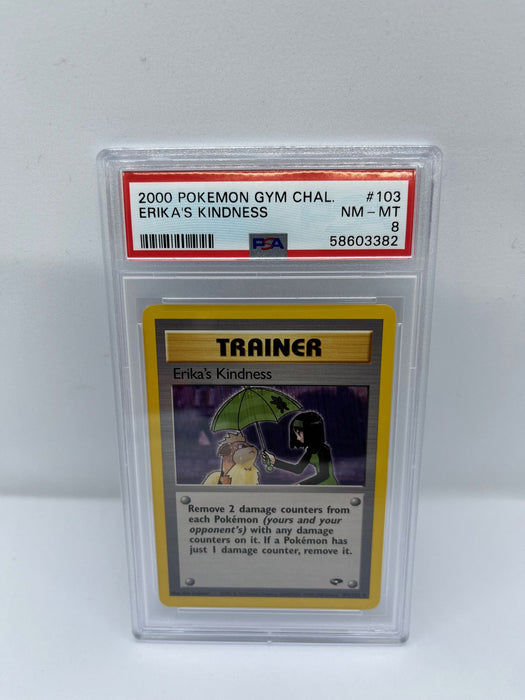 Erika's Kindness 103/132 PSA 8 Graded Rare Pokemon Card (2000 Pokemon Gym Chal)
