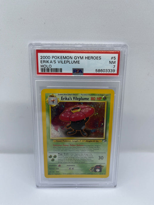 Erika's Vileplume 5/132 PSA 7 Graded Rare Pokemon Card (2000 Pokemon Gym Heroes)