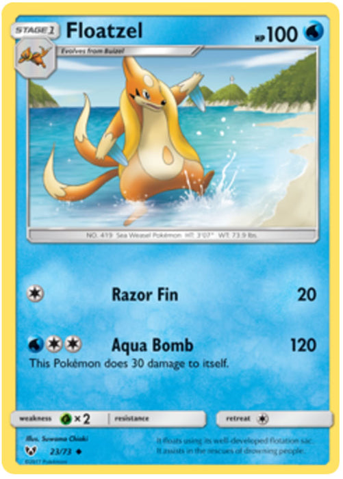 Floatzel 23/73 Uncommon Reverse Holo Pokemon Card (Shining Legends)