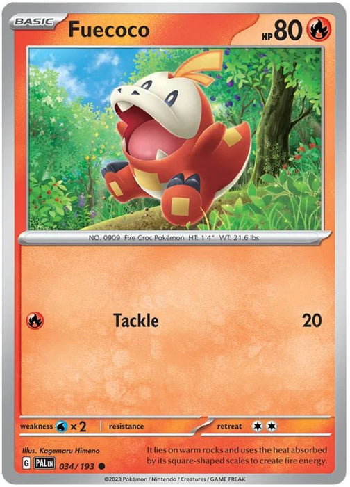Fuecoco 034/193 Common Reverse Holo Pokemon Card (SV2 Paldea Evolved)