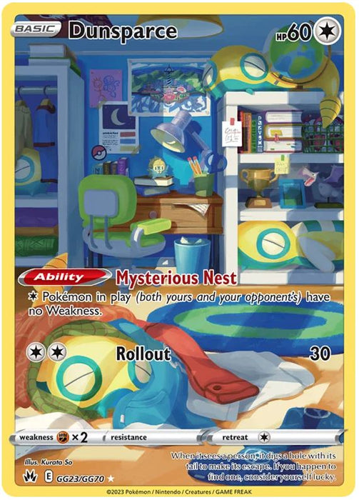 Dunsparce GG23/GG70 GGH Pokemon Card (SWSH Crown Zenith GG)