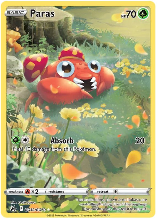 Paras GG32/GG70 GGH Pokemon Card (SWSH Crown Zenith GG)