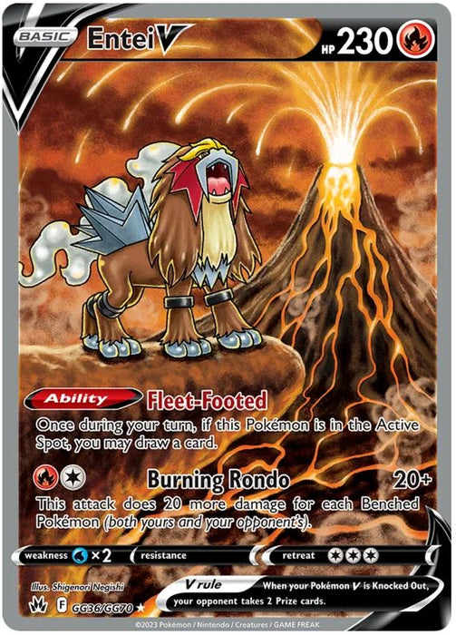 Entei V GG36/GG70 GGV Pokemon Card (SWSH Crown Zenith GG)