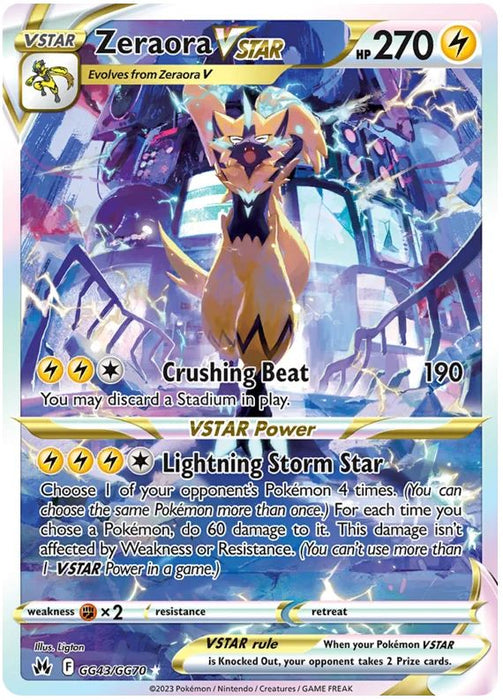 Zeraora VSTAR GG43/GG70 GGV Pokemon Card (SWSH Crown Zenith GG)