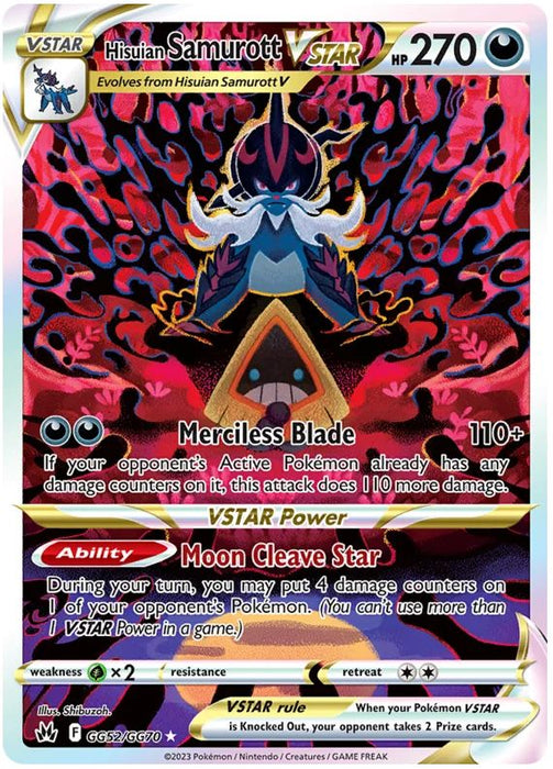 Hisuian Samurott VSTAR GG52/GG70 GGV Pokemon Card (SWSH Crown Zenith GG)