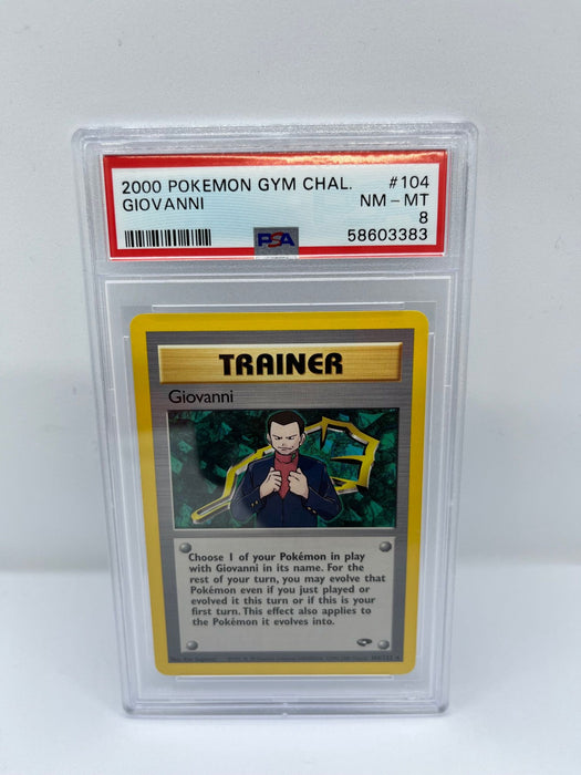 Giovanni 104/132 PSA 8 Graded Rare Pokemon Card (2000 Pokemon Gym Chal)