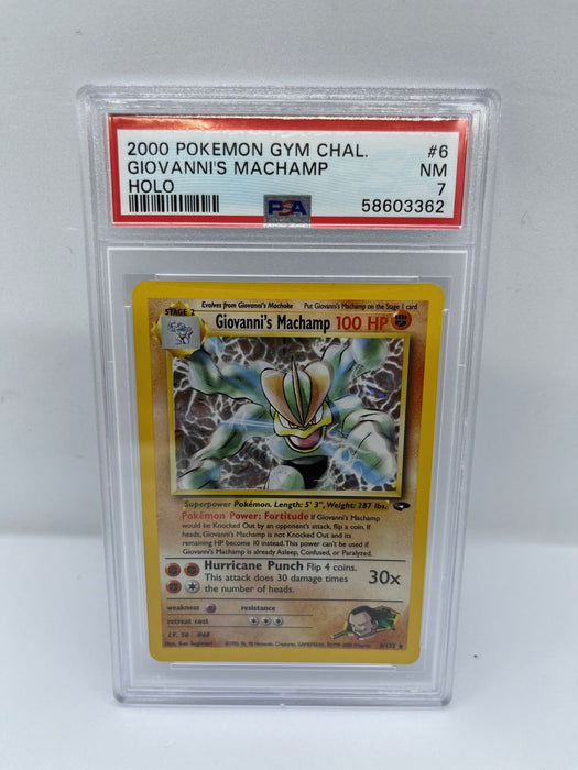 Giovannis Manchamp 6/132 PSA 7 Graded Rare Pokemon Card (Pokemon Gym Chal)