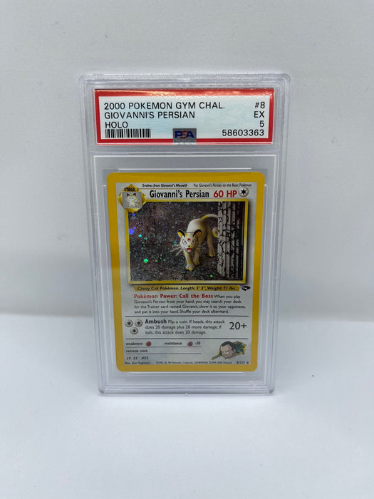 Giovannis Persian 8/132 PSA 5 Graded Rare Pokemon Card (Pokemon Gym Chal)