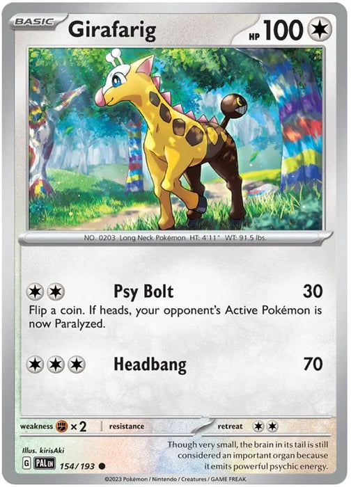 Girafarig 154/193 Common Pokemon Card (SV2 Paldea Evolved)