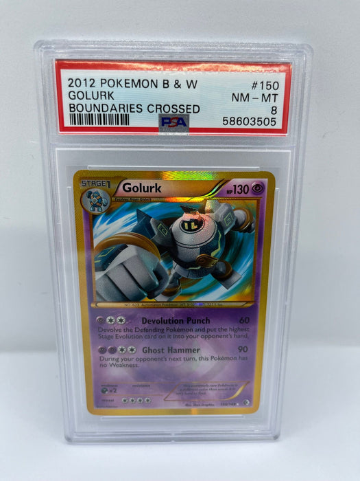 Golurk 150/149 PSA 8 Graded Rare Pokemon Card (Boundaries Crossed - 2012 Pokemon B & W)