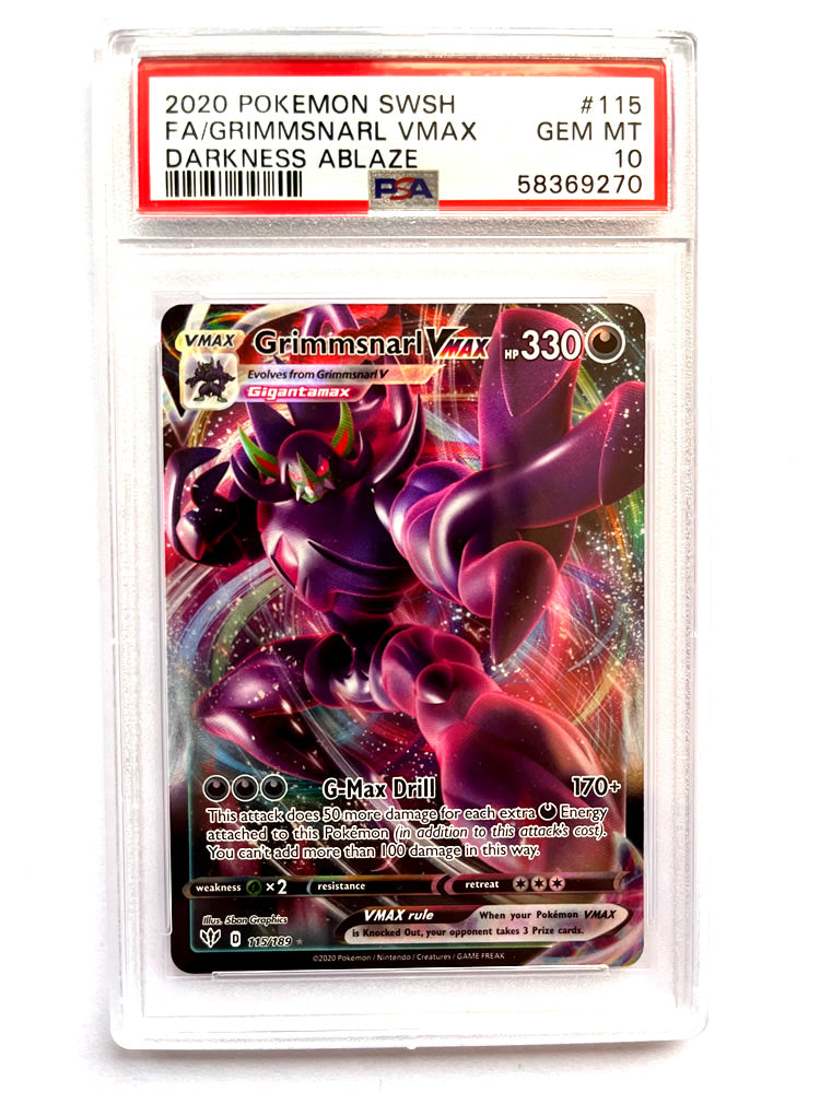 Grimmsnarl VMAX 115/189 PSA 10 Graded Pokemon Card (Darkness Ablaze) Titan Cards Ltd Grimmsnarl VMAX 115/189 PSA 10 Graded Pokemon Card (Darkness Ablaze) Titan Cards Ltd