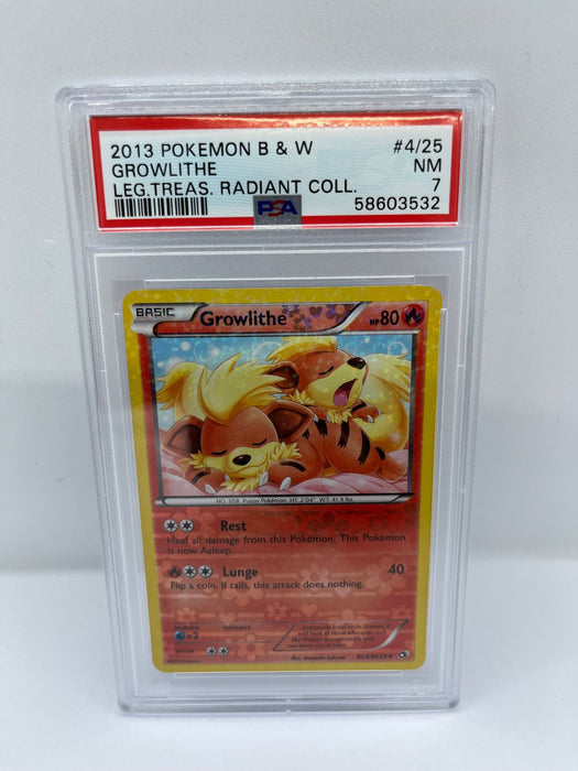 Growlithe RC4/RC25 PSA 7 Graded Uncommon Pokemon Card (Leg Treas Radiant Collection)