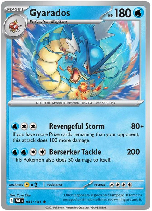 Gyarados 043/193 Rare Pokemon Card (SV2 Paldea Evolved)