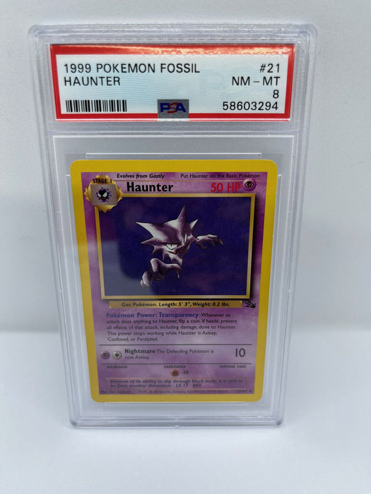 Haunter 21/62 PSA 8 Graded Rare Pokemon Card (1999 Pokemon Fossil)