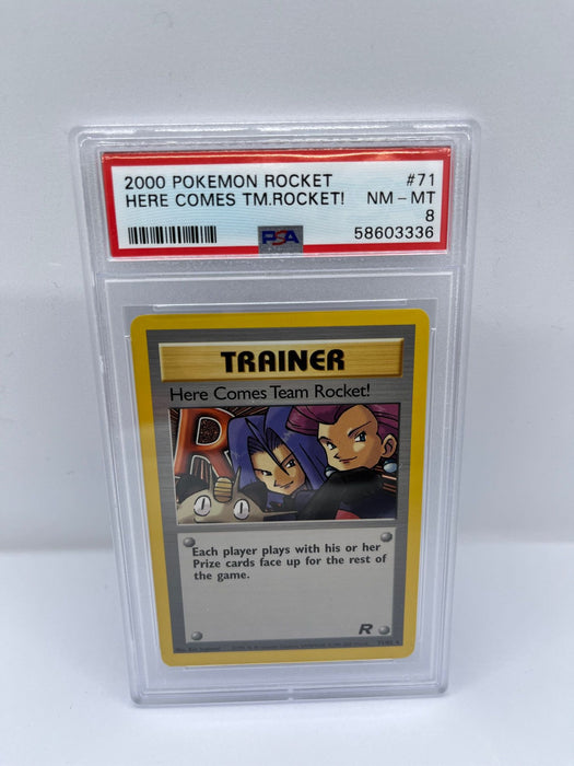 Here Comes Team Rocket 71/82 PSA 8 Graded Rare Pokemon Card (2000 Pokemon Rocket)