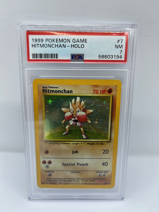 Hitmonchan 7/102 PSA 7 Graded Rare Pokemon Card (1999 Pokemon Game)