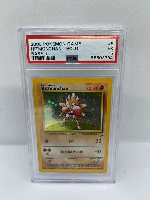 Hitmonchan 8/130 PSA 5 Graded Rare Pokemon Card (2000 Pokemon Game)