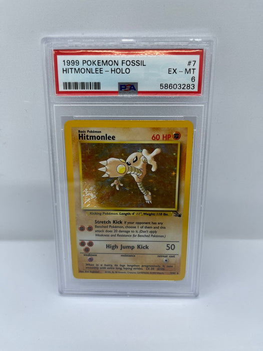 Hitmonlee 7/62 PSA 6 Graded Rare Pokemon Card (1999 Pokemon Fossil)