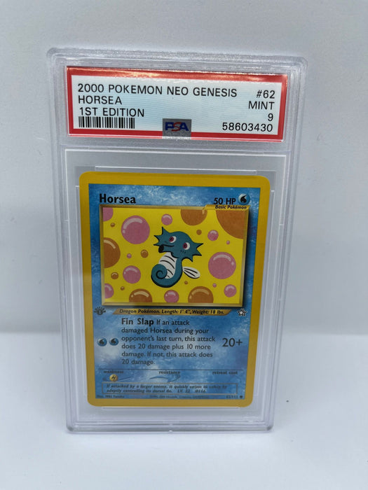 Horsea 62/111 PSA 9 Graded Common Pokemon Card (2000 Pokemon Neo Genesis)