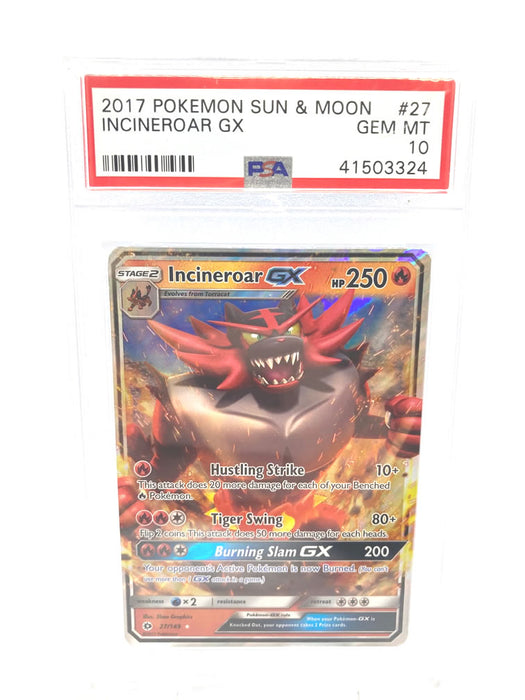 Incineroar GX 27/149 Ultra Rare Graded Pokemon Card PSA 10 Gem Mint (Sun & Moon Base)