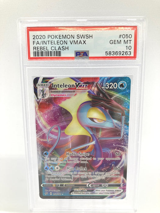 Inteleon VMAX 050/192 PSA 10 Gem Mint Graded Pokemon Card