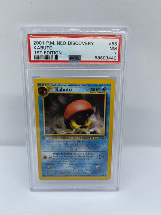 Kabuto 56/75 PSA 7 Graded Common Pokemon Card (2001 P.M. Neo Discovery)