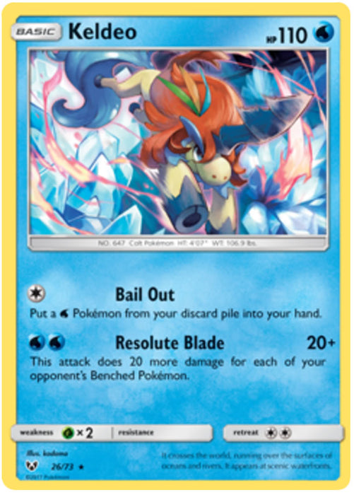 Keldeo 26/73 Rare Holo Pokemon Card (Shining Legends)