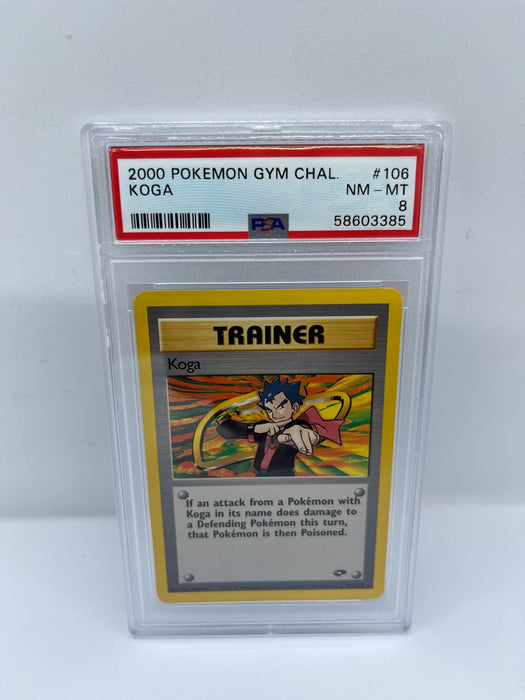 Koga 106/132 PSA 8 Graded Rare Pokemon Card (2000 Pokemon Gym Chal)