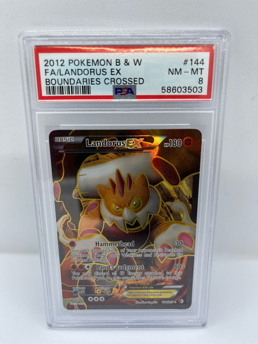 Landorus EX 144/149 PSA 8 Graded Rare Pokemon Card (Boundaries Crossed - 2012 Pokemon B & W)