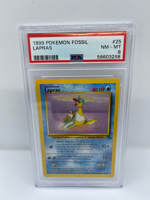 Lapras 25/62 PSA 8 Graded Rare Pokemon Card (1999 Pokemon Fossil)