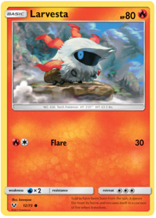 Larvesta 12/73 Common Pokemon Card (Shining Legends)