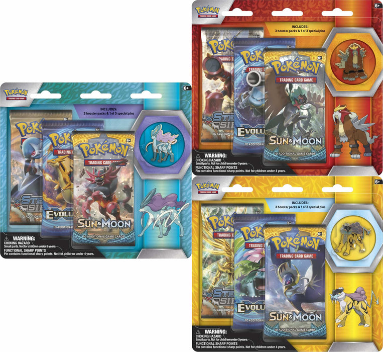 Pokemon Legendary Beasts Blister Pack w/ Pins (Bundle of 3)