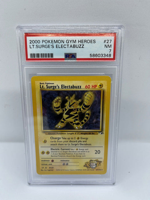 Lt. Surges Electabuzz 27/132 PSA 7 Graded Rare Pokemon Card (Pokemon Gym Heroes)
