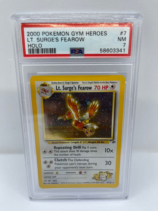 Lt. Surge's Fearow 7/132 PSA 7 Graded Rare Pokemon Card (2000 Pokemon Gym Heroes)