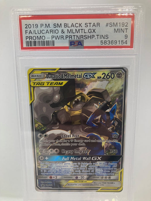 Lucario & Melmetal GX SM192 PSA 9 Mint Graded Pokemon Card