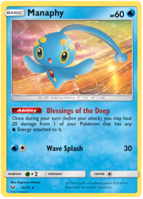 Manaphy 25/73 Rare Holo Pokemon Card (Shining Legends)