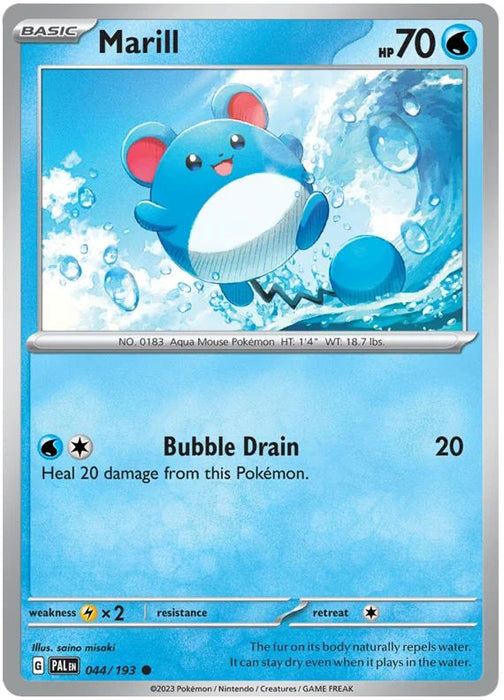 Marill 044/193 Common Pokemon Card (SV2 Paldea Evolved)