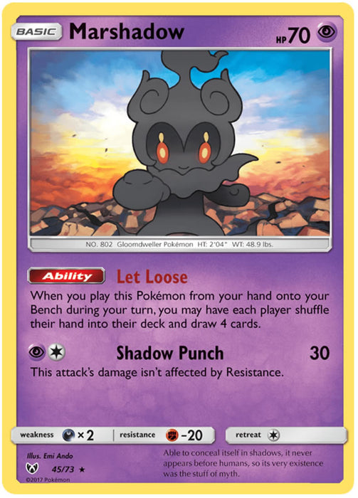 Marshadow 45/73 Rare Holo Pokemon Card (Shining Legends)