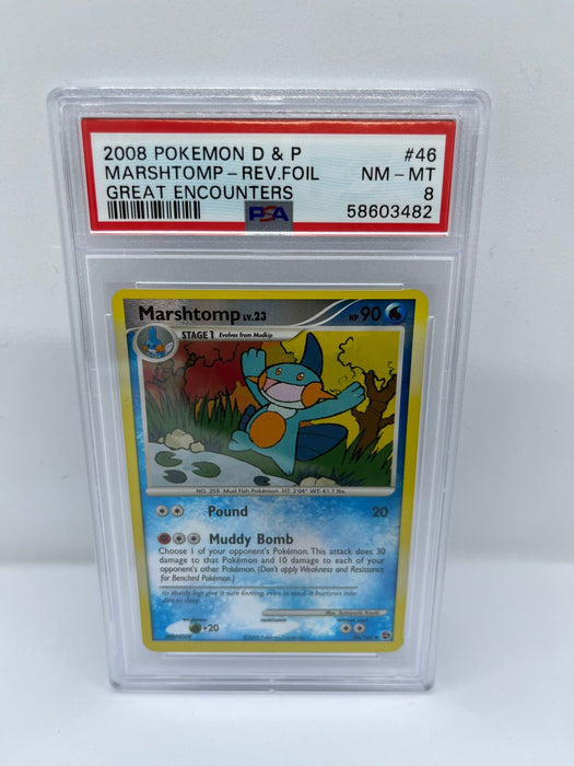 Marshtomp 46/106 PSA 8 Graded Uncommon Pokemon Card (2008 Pokemon D & P)