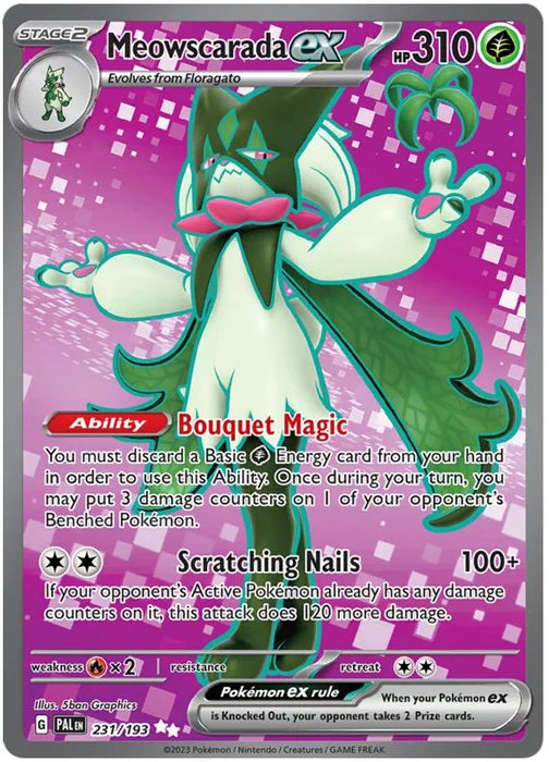 Meowscarada ex 231/193 Ultra Rare Double Pokemon Card (SV2 Paldea Evolved)