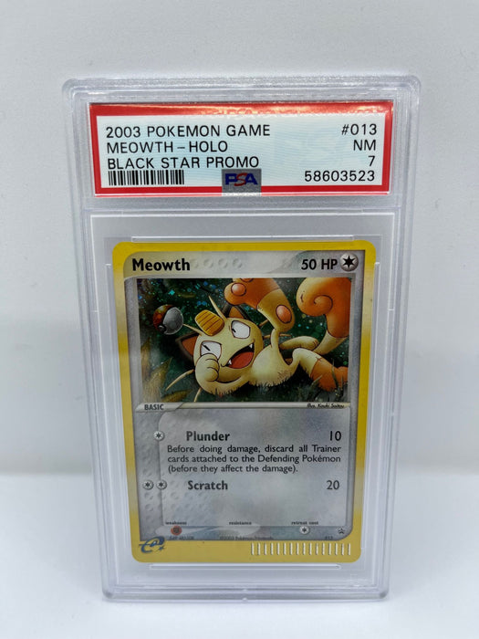 Meowth 013 PSA 7 Graded Promo Pokemon Card (2003 Pokemon Game - Black Star Promo)