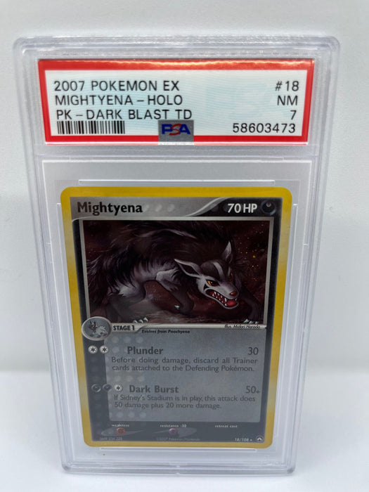 Mightyena 18/108 PSA 7 Graded Rare Pokemon Card (2007 Pokemon Ex - Dark Blast TD)