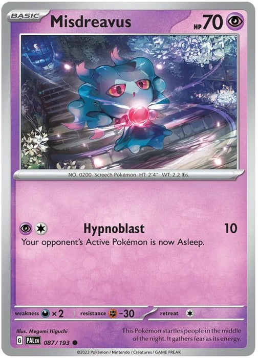 Misdreavus 087/193 Common Pokemon Card (SV2 Paldea Evolved)